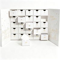 Calendrier de l'Avent vide en carton gris de haute qualité 1200g, 24 jours, marbre blanc, estampage or, boîte surprise de Noël