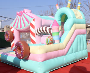 Vente directe usine : Château <span class=keywords><strong>gonflable</strong></span> commercial à thème bonbons avec toboggan, idéal pour la location et les événements professionnels - Product Image 1