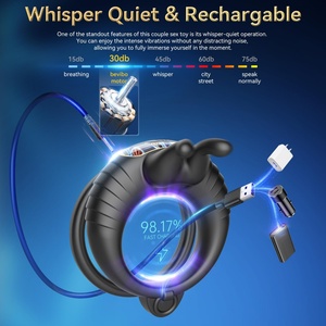LetRock New Male Wear Stimulation Lock Sperm <b>Vibrating</b> Ring APP <b>Remote</b> <b>Control</b> Double Ring Telescopic Prostate Real Touch - Product Image 2