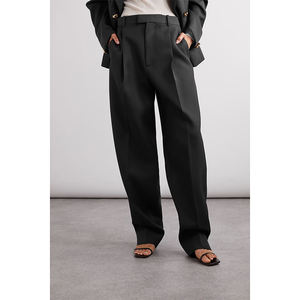Femmes <span class=keywords><strong>noir</strong></span> <span class=keywords><strong>taille</strong></span> haute jambe large <span class=keywords><strong>pantalon</strong></span> automne nouveau costume décontracté <span class=keywords><strong>pantalon</strong></span> ample mince drapé <span class=keywords><strong>pantalon</strong></span> droit respirant été grand - Product Image 3