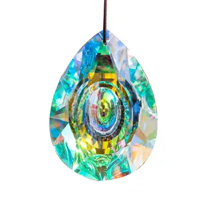 H & D Opknoping Kristallen Prism Suncatcher Voor Windows Decoratie 76Mm Ab-Kleur Kroonluchter Onderdelen Diy Thuis Bruiloft decor Accessoires