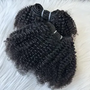 Günstiger Preis Gute Qualität Großhandel 100% Raw Virgin Remy Indische Echthaar verlängerungen 4A 4B 4C Afro Kinky Curly Bulk Flat Bundles