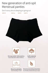 Culottes Boyshort OEM en Gros de Haute Qualité, Anti-Fuites, 4 Couches de Coton Absorbant, <span class=keywords><strong>Sous</strong></span>-vêtements Menstruels pour Femmes - Product Image 2