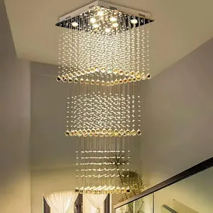 High Hanging Villa Staircase Living Room Large Long Modern Minimalist K9 Crystal <b>Chandelier</b> - Product Image 3