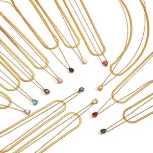 قلادة حجر الميلاد الشهرية بتصميم جديد من الفولاذ المقاوم للصدأ المطلي بالذهب مع الزركون الأنيق - Product Image 5