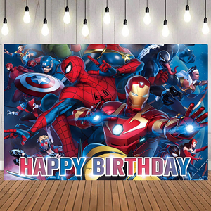 <span class=keywords><strong>Vengadores</strong></span> superhéroe Spider Man <span class=keywords><strong>Banner</strong></span> telón de fondo para niños fiesta Feliz cumpleaños Baby Shower decoraciones - Product Image 3