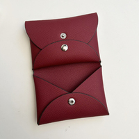 Dompet Kartu Kulit Vegan Lembut Mewah dengan Kancing Kustom, Tempat Kartu Identitas, Kantong untuk Wanita, Dompet Lipat Dua untuk Uang Tunai dan Koin, Tempat Kartu