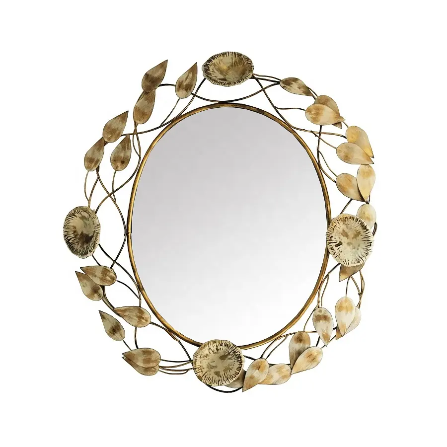 2022 nuovo a buon mercato spazzolato decorativo in metallo antico specchio da parete arte foglia d'oro cornice specchio da parete
