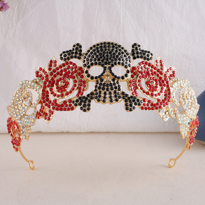 ROMANTIC Barock Vintage Voll Strass Schädel Braut Diademe Halloween Karneval Party <span class=keywords><strong>Didem</strong></span> Krone - Product Image 1