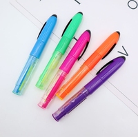 Mini bloc-notes adhésif deux-en-un avec pointe de pinceau oblique, stylo fluorescent 6 couleurs, multicolore, cadeau publicitaire