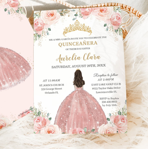 Lujosa única invitación <span class=keywords><strong>de</strong></span> membrillo <span class=keywords><strong>de</strong></span> <span class=keywords><strong>princesa</strong></span> floral verde esmeralda 15 años dulce 16 XV tarjetas <span class=keywords><strong>de</strong></span> invitación - Product Image 5