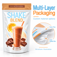 Sachets personnalisés imprimés pour poudre protéinée avec fermeture éclair refermable, sacs haute barrière pour protéines de lactosérum et mélanges de shakes
