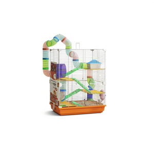 Jaula para hámster, jaula para mascotas para pequeños animales, rectangular de acero inoxidable, duradera, para uso en interiores, bandeja de plástico, estilo moderno - Product Image 1