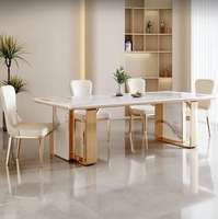 Table de salle à manger rectangulaire en marbre moderne et simple avec 4 chaises pour la maison, l'appartement, l'hôtel ou la villa améliore le petit salon