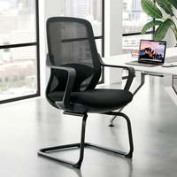 Chaise de bureau ergonomique en maille avec dossier rembourré, coussin d'assise, support lombaire et base rotative pour