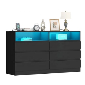 Factory Cheap Led High Glossy Black 6 <strong>Drawer</strong> <strong>Tall</strong> Chest <strong>of</strong> <strong>Drawers</strong> <strong>of</strong> Bedroom - Product Image 1