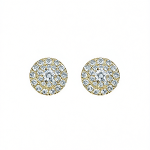 Orecchini a perno in oro E1365 con cristalli rotondi e design floreale, montatura a griffe, gioielli da donna alla moda, stile classico da matrimonio - Product Image 1