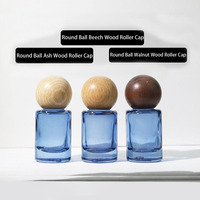 Flacon de parfum en verre à bille roulante de 10 ml, flacon à bille pour huile essentielle avec bouchon en bois, récipient vide rechargeable portable