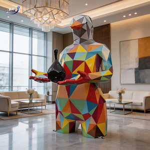 Sculpture d'oiseau géométrique à facettes peinte, statue d'art moderne, grande sculpture d'oiseau géométrique à facettes, décoration paysagère artistique - Product Image 4