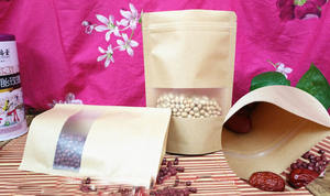 Bolsas de papel Kraft marrón resellables, sellado térmico Doy, bolsa de pie para alimentos, té, azúcar, alimentos para mascotas, <span class=keywords><strong>Ziploc</strong></span>, contenedor de almacenamiento reutilizable - Product Image 6