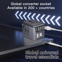 3.4A adaptor charger perjalanan universal Internasional semua dalam satu pengisi daya multifungsi ke AS Inggris EU AUS dengan