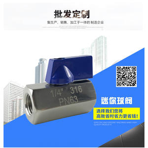 Mini válvula de bola de 1/4 pulgada de acero inoxidable 304 tipo flotante para agua y medios químicos - Product Image 1