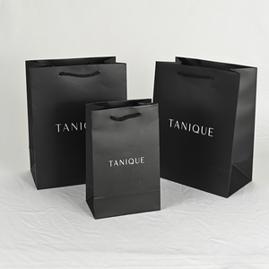 Honpak thân thiện với môi lớn Tote giấy mua sắm sang trọng túi màu đen với logo tùy chỉnh in cho cửa hàng Quà Tặng bán lẻ hàng tạp hóa quần áo - Product Image 3