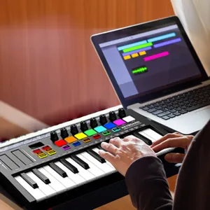 Controlador de teclado Midi de Audio portátil 25 teclas Mini controlador de teclado de Piano electrónico Digital profesional