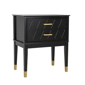 23.6 ''Table de nuit noire chevet MDF chambre table de chevet Design robuste tables de chevet de luxe en bois