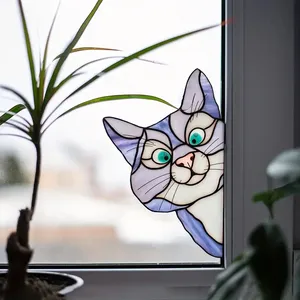 1pc猫窥视玻璃窗贴纸，玻璃加厚防水防潮窗膜，瓷砖家居装饰