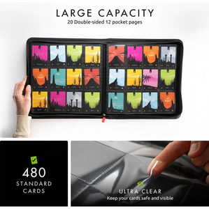 Album classeur en cuir PU à 9 pochettes, capacité 360 cartes, pour cartes à collectionner TCG - Product Image 5