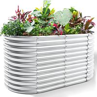 Bac à légumes surélevé galvanisé Land Guard 8x4x2 pieds, bacs à plantes ovales en métal de grande taille pour l'extérieur, pour légumes et fleurs