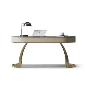 Meja batu marmer alami, meja komputer modern sederhana untuk meja rumah