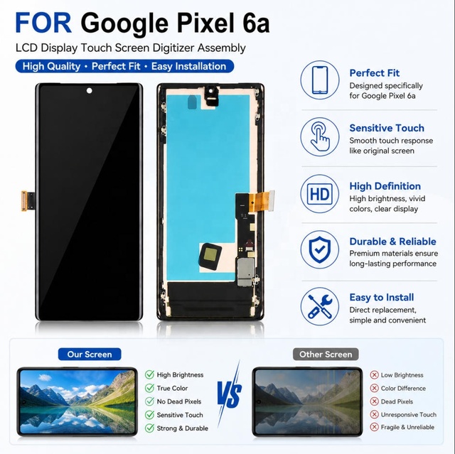 High Grade LCD Touch Digitizer Screen Assembly Compatible Pixel 6 Pro Complete Display Replacement Phone Repair Spare Parts