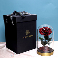 Valentinstag Muttertag Weihnachtsgeschenke Ewige Konservierte Rosen Metallbasis Glaskuppel Heimdekoration LED Langlebig 3-5 Jahre