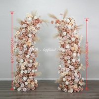 Fournitures pour événements, décoration sur le thème de l'automne, style bohème, fleurs artificielles en soie marron pour lieu de mariage personnalisé, 2 arrangements floraux en forme de corne pour arche.