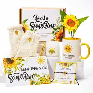Nouveaux cadeaux tournesol 2023 pour femmes, coffret de bien-être pour prompt rétablissement, coffret de soins personnels « Je pense à toi », cadeaux de bien-être pour maman - Product Image 1