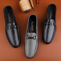 Mocassins en cuir véritable pour hommes avec logo personnalisé, MOQ1, de haute qualité, chaussures plates décontractées pour la conduite, formelles et de bureau