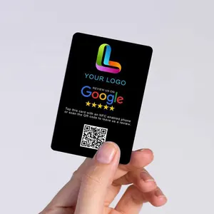 Preto fosco NTAG213 215 216 PVC NFC Google Review Card com impressão personalizada