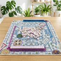 Tapis de jeu de Mahjong OEM de style moderne et avancé, motif tendance, pour 4 personnes, base en caoutchouc naturel, antidérapant, portable, utilisation intérieure et extérieure
