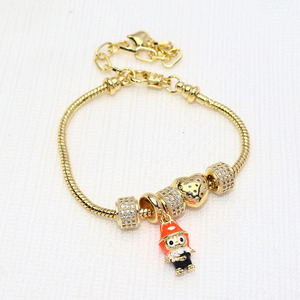 BC2153 Pulsera de cuentas de agujero grande con dijes colgantes de Labubu y muñeca rusa Matryoshka de dibujos animados, esmaltada y chapada en oro de 18k - Product Image 4