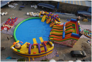 Parque Acuático inflable al aire libre, tobogán combinado para patio trasero, piscina de agua, <span class=keywords><strong>Isla</strong></span> divertida inflable de ciudad en suelo de juego - Product Image 2