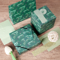 Papier d'emballage de luxe personnalisé de haute qualité, en gros, 80g, motif petit crocodile, 43*300cm, pour cadeaux et anniversaires