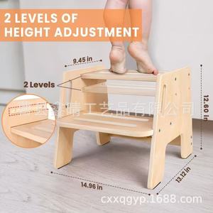 เก้าอี้สตูลไม้สำหรับเด็ก เก้าอี้อาบน้ำแบบสองชั้นสำหรับเด็กอายุ 4 ปีขึ้นไป แบบสี่เหลี่ยมขนาดใหญ่ - Product Image 3