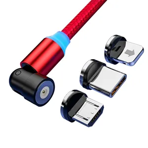 OEM/ODM 3 en 1 Cable 1M 2M 3M Rotación Cargador de teléfono portátil Cable de carga magnética Cable USB de 540 grados