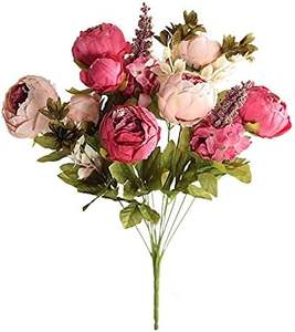 Bouquet de 13 têtes de pivoines artificielles en soie pour mur de mariage - Product Image 5