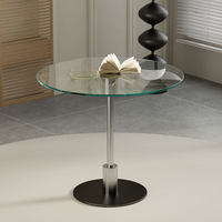 Table basse moderne en acier inoxydable et verre trempé, durable et facile à nettoyer, pour salon, hôtel, café