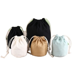 Personalized <b>Recyclable</b> Custom logo Canvas Cotton Candle Jewelry Pouch Round Bottom Drawstring <b>Bag</b> - Product Image 1