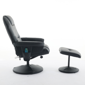 Silla reclinable ergonómica de cuero PU negro con otomana, sillón giratorio para la comodidad del hogar y la Oficina - Product Image 3
