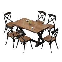 Table à manger rectangulaire en bambou américain, style industriel moderne, combinaison de chaises en fer, 4 places, meubles pour la maison